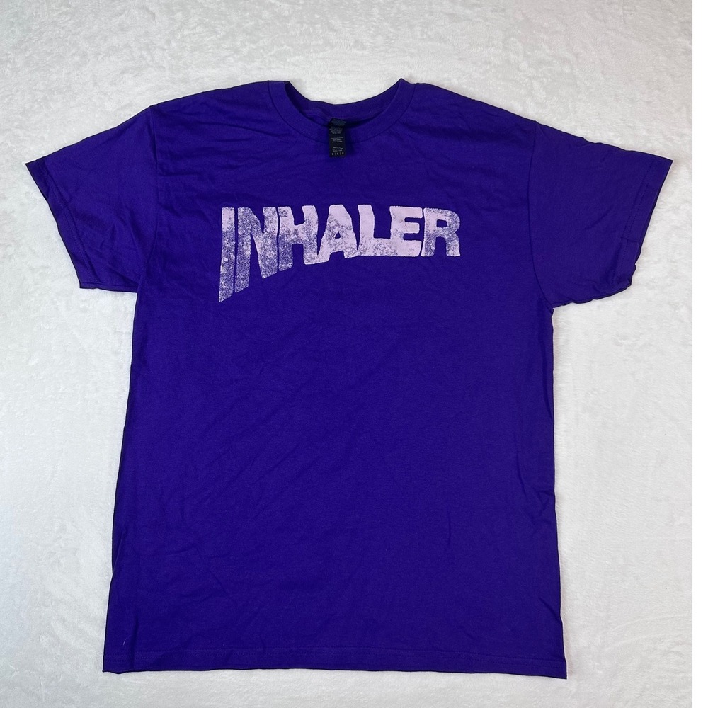Inhaler Band T-Shirt Mens Medium Purple Gildan Heavy Cotton Tee Rock NWOT
